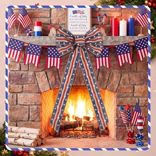 Gejoy 47 x 16 Inch Large Patriotic Bows Veterans Day Red White Blue Bows