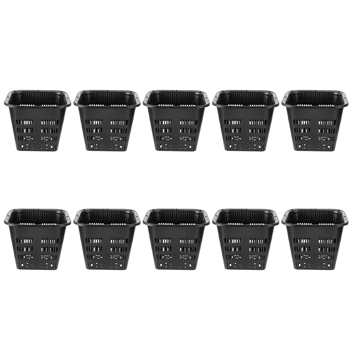 Cabilock 10-Pack 5.5 Inch Square Root-Control Pots – Thickened Plastic Slotted Net Pots for Hydroponics, Air-Pruning Nursery Holder for Orchids, Monsteras & Aroids (Black)