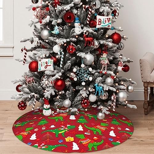 Cute Christmas Dinosaur Christmas Tree Skirt 36 Inches Animal Tree Skirt Xmas Tree Mat Holiday Party Supplies Christmas Tree Decorations