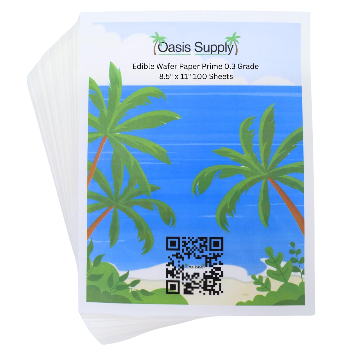 Oasis Supply 100 Piece Edible Rectangle Wafer Paper Pack, 8" by 11", White