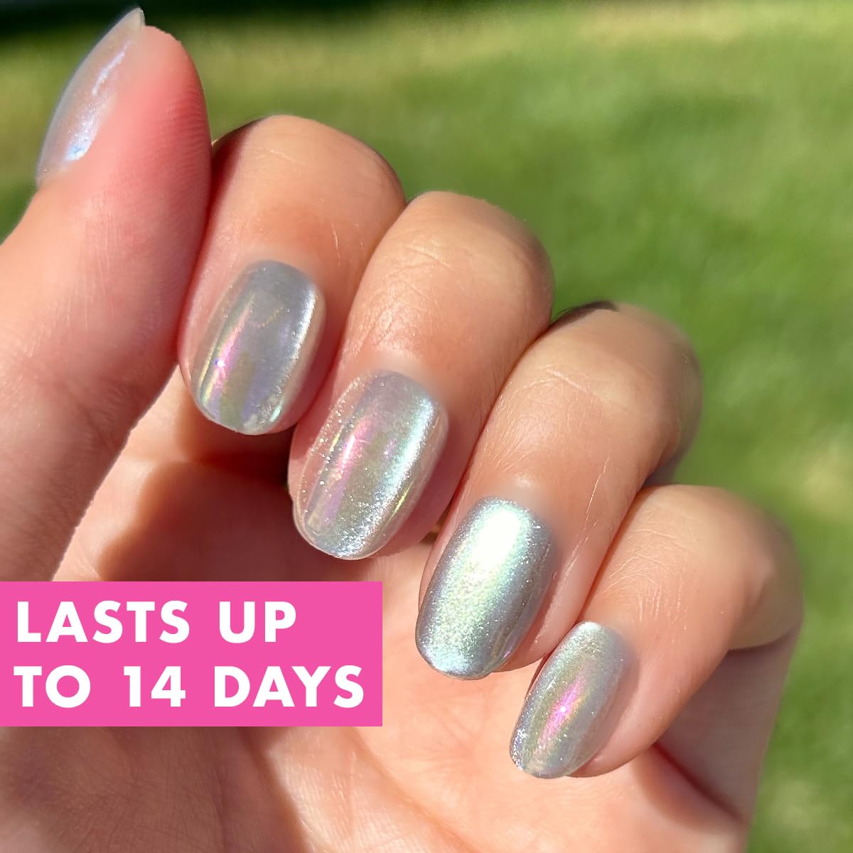 Olive & June Instant Mani Press-On Nails (Glue) | 42 Fake Nails, 21 Sizes | Non-Toxic, Long-Lasting Recycled Materials | Spring Flowers & Patterns | Extra Short, Round | Sheer Lavender Shimmer