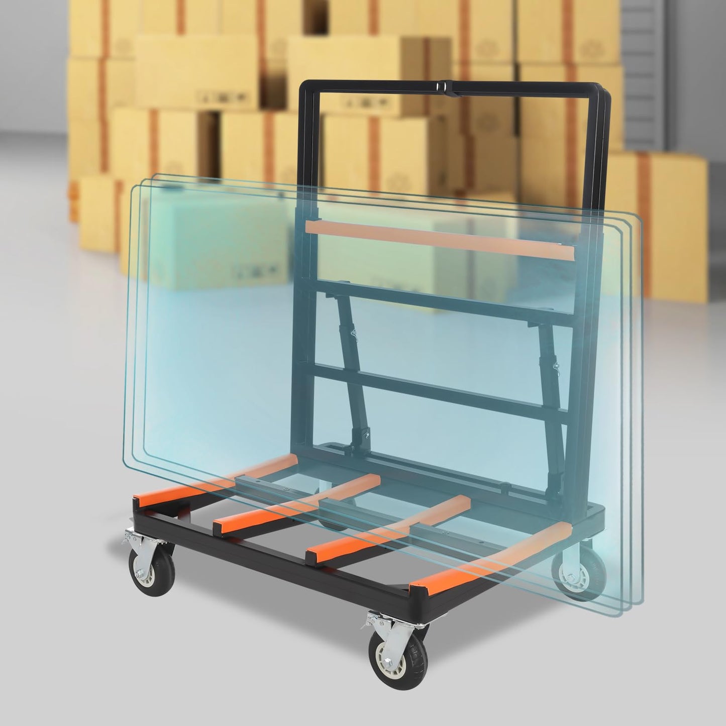 FXEIPOL Folding Drywall Cart 997.9Kg/2200Lbs Panel Cart Portable Panel Truck Cart with 2 Bundle Straps Drywall Dolly for Home, Warehouse, Workplace