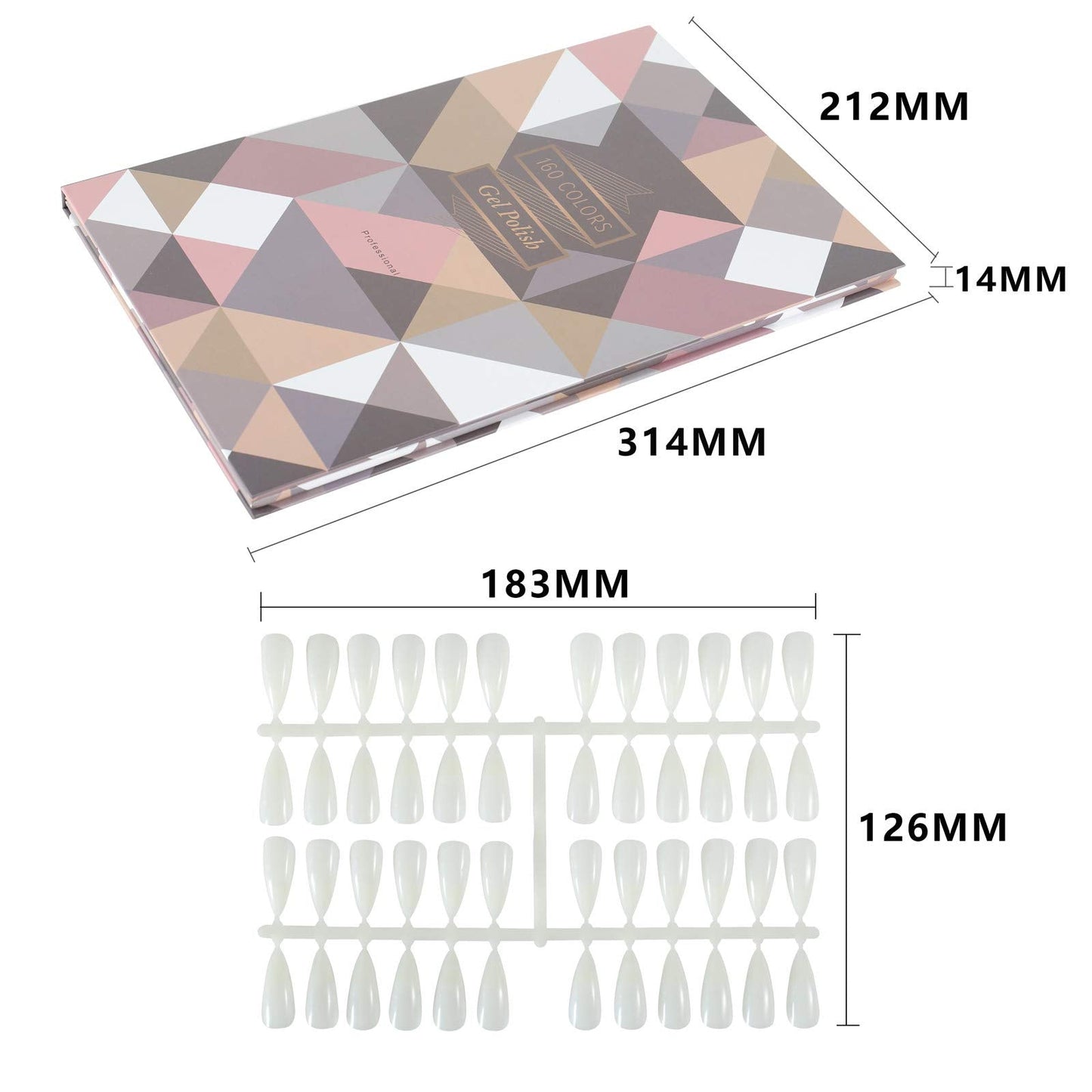 NMKL38 160 Nail Color Display Book Chart with 240 Nail Tips UV Gel Polish Color Card Board Salon Tools (A01)
