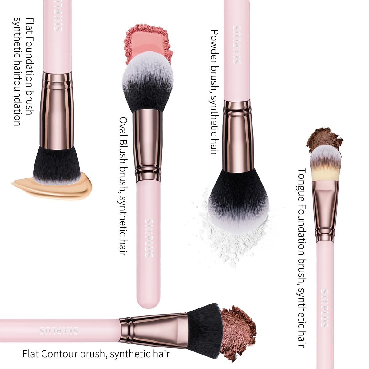 SIXPLUS Travel Makeup Brushes with Case, 15 Pcs Pink Makeup Brush Set Professional for Foundation Powder Concealer Eyeshadow Blush, Covers, Best Make Up Brush Kit Gift for Women Girlfriend Mom