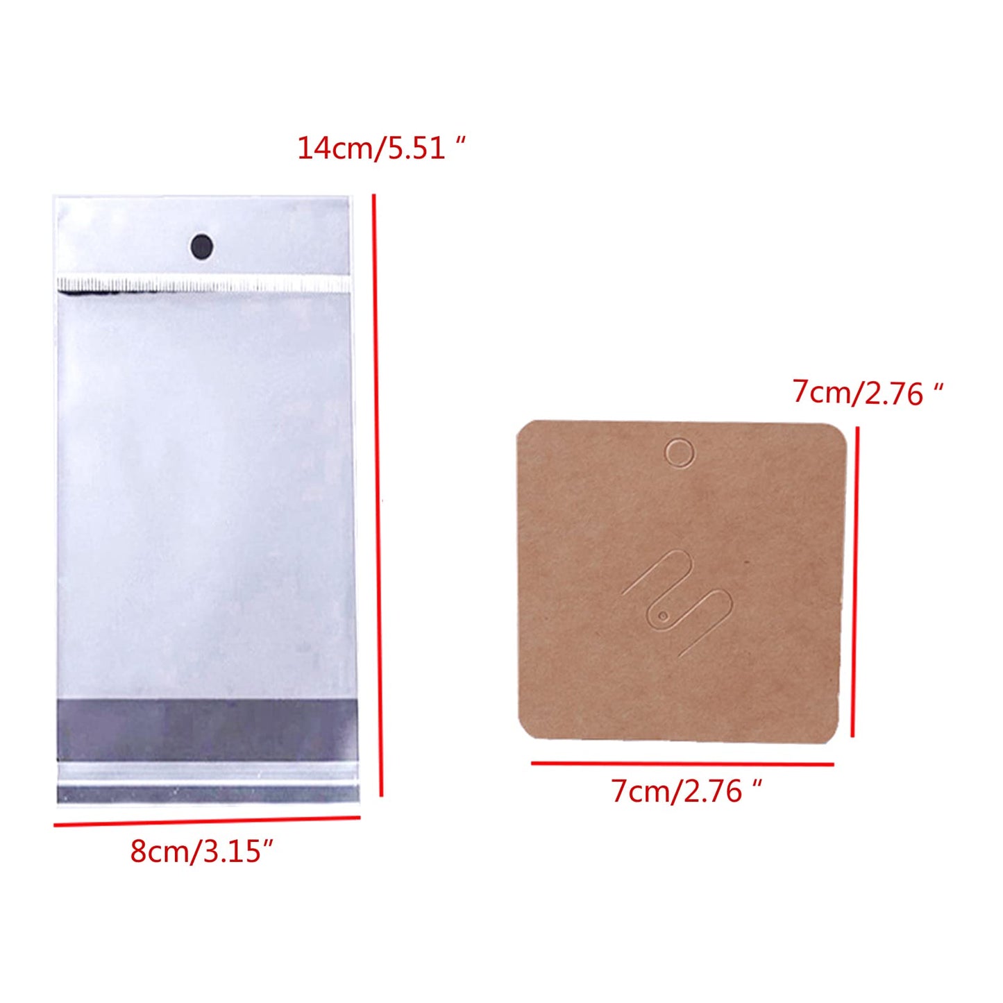 WikoNasc 100Piece Kraft Brooch Pin Cards Square Brooch Display Holder Card Brown Earring-Tag for Selling Jewelry Craft Retail