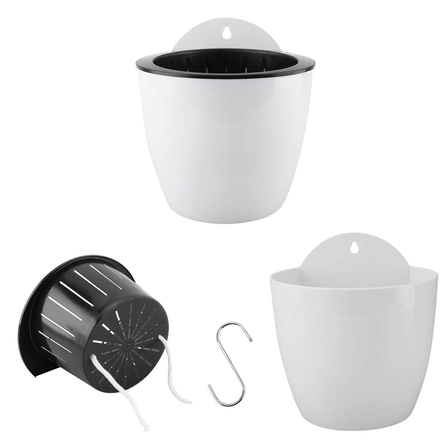 Homend 7 Pack Self Watering Hanging Planters, L Size, Suitable for Indoor or Outdoor Use, Durable and Great for Gifting