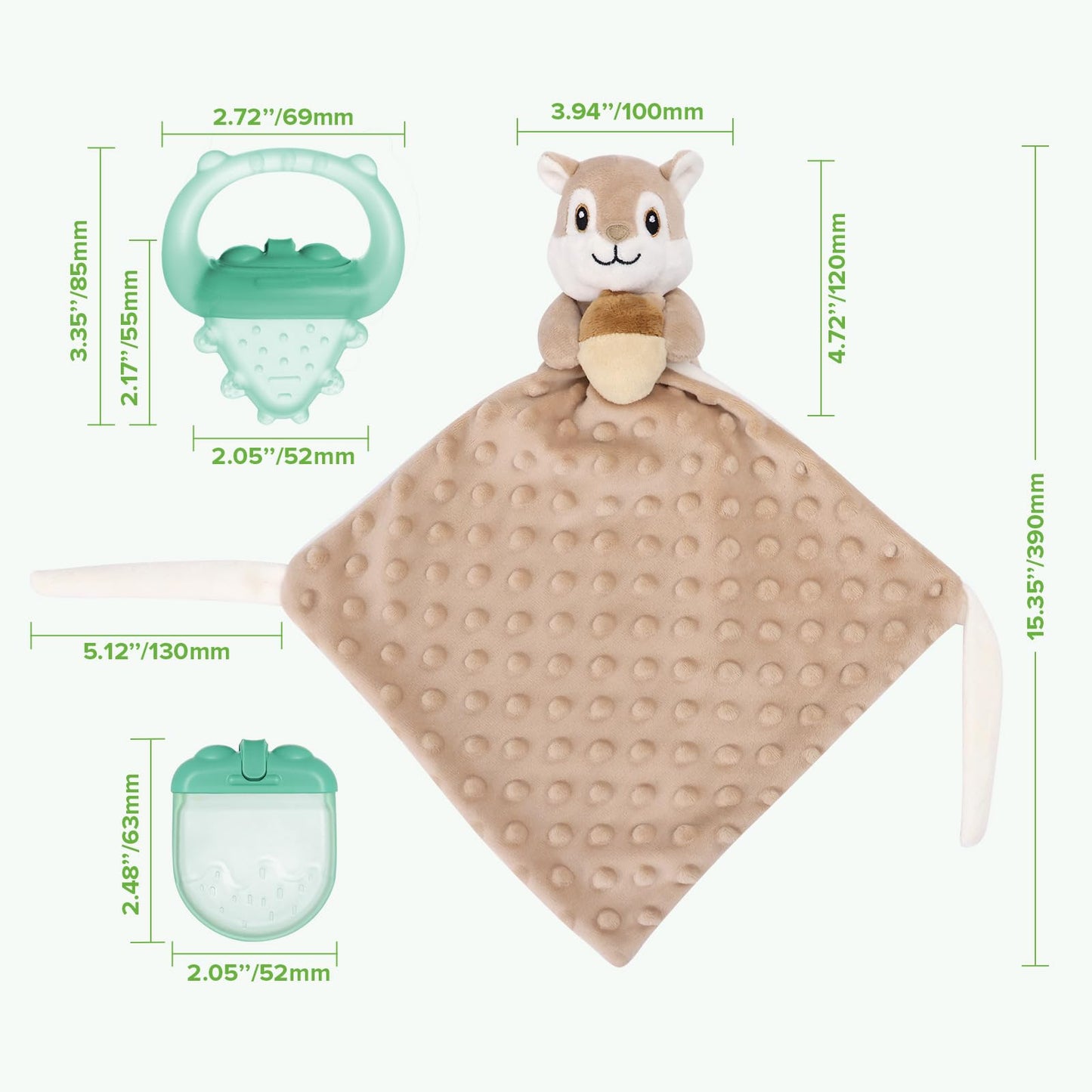 haakaa Security Blanket with Baby Teething Toys, Freezer Teethers for Teething Relief, Soft Baby Lovey for Comfort