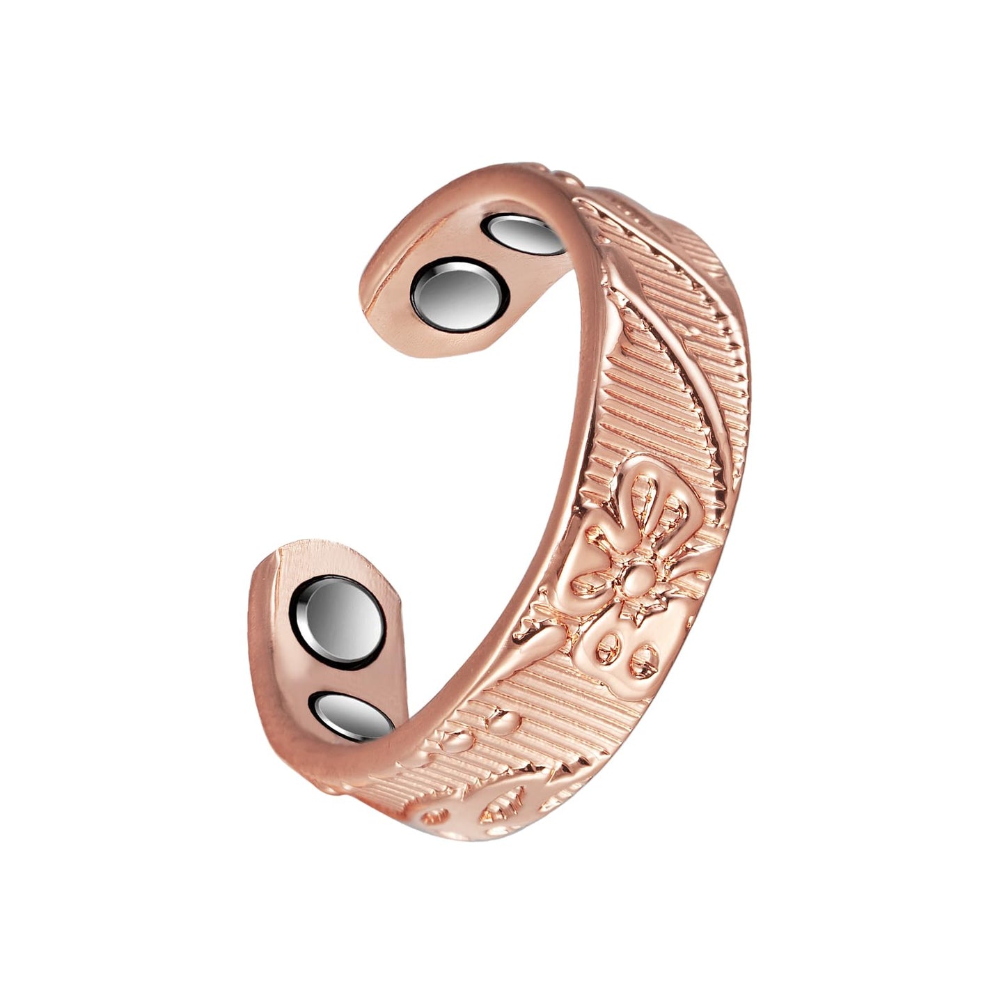 EnerCoppeX Copper Magnetic Ring for Women, Lymphatic Drainage Adjustable Ring, 3500 Gauss Magnet (J)