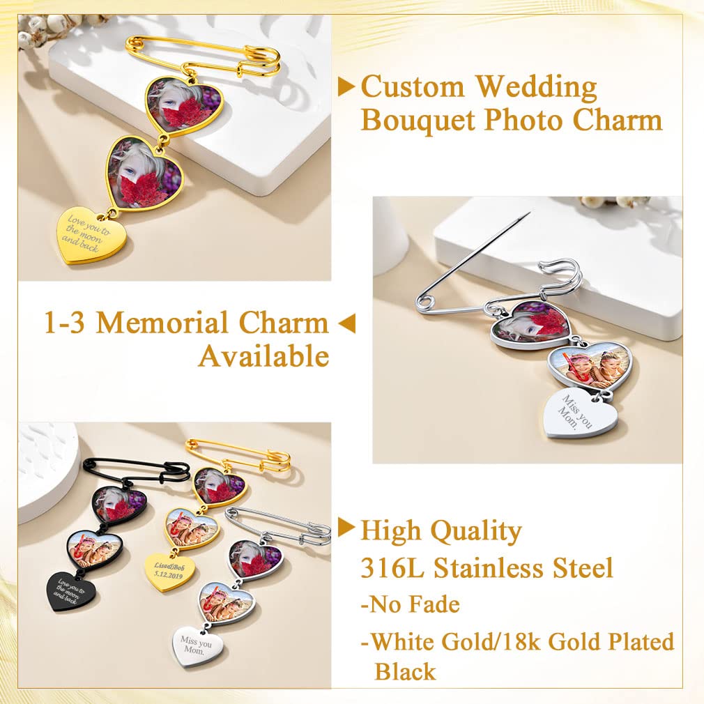 Custom4U Wedding Boutonniere Photo Pin Personalized Memorial Picture Brooch Pins