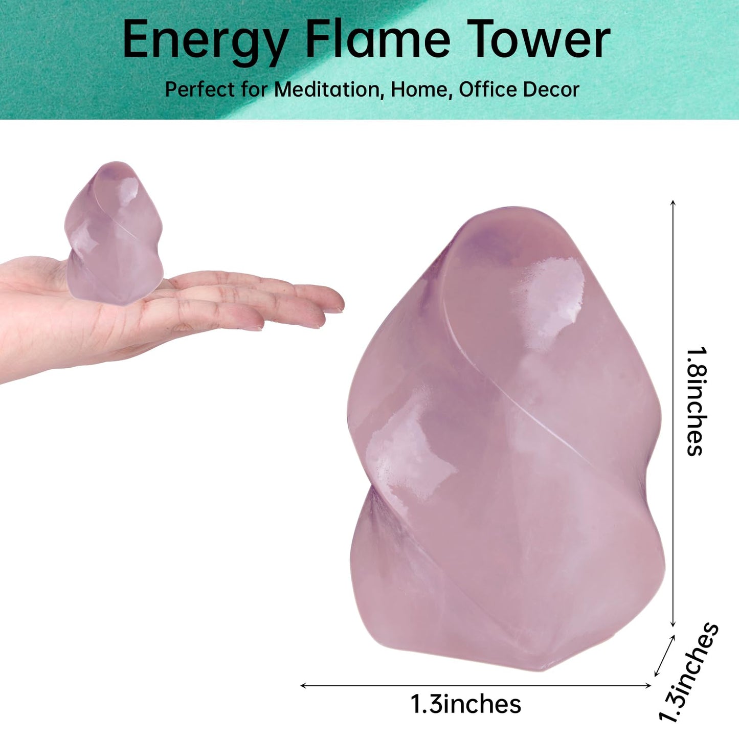 Hguxmcu Natural Rose Quartz Flame Tower,Reiki Healing Energy Meditation Crystal Stone Decor,Home Office Witchcraft Altar Space Cleansing