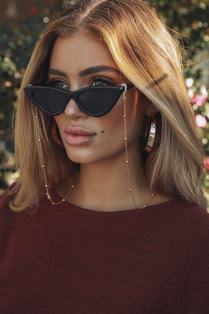 AllenCOCO 14 K Gold Plated Faceted Beads Eyeglass Chains for Women Sunglass Retainer Strap Eyewear Retainer Eyeglass Strap Holder