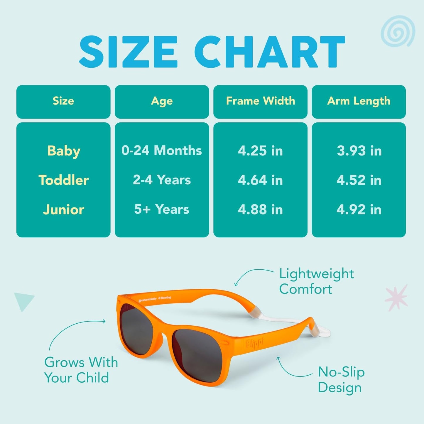 Blippi Baby Mirrored Sunglasses - Unbreakable Polarized Orange Glasses for Active Kids Ages 0-2 - BPA Free UV Protection