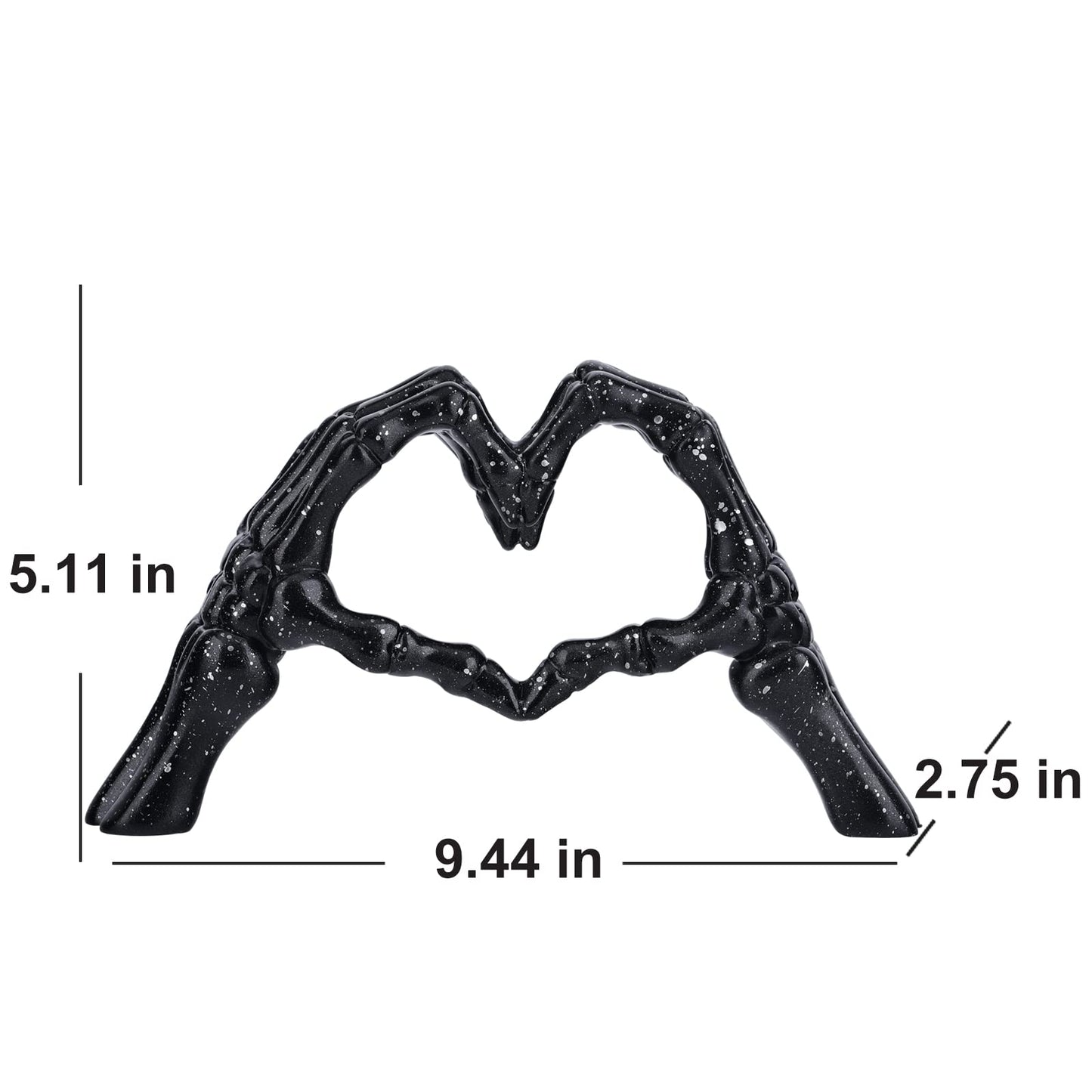 Black Hand Bone Sculpture Love Decoration, Halloween Skeleton Couple Statue, Heart Hand Ornament Suitable for Living Room Coffee Table, Dining Table, Bookshelf, Shelf, Entryway Desktop.