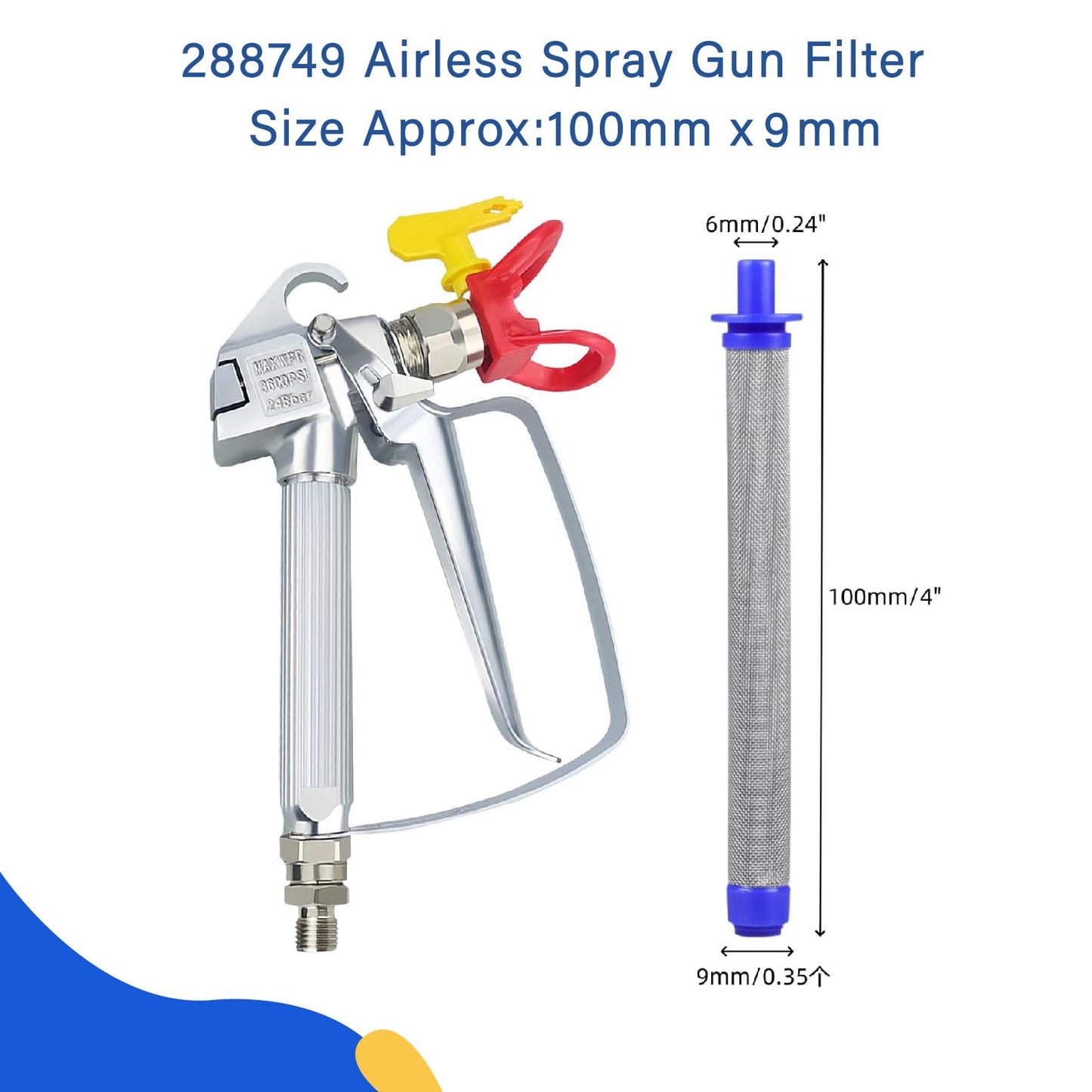 1pcs 288716 3/4-Inch Inlet Strainer & 3pcs 288749 60-Mesh Spray Gun Filters & 1pcs Sprayer Joint 1/4-Inch 360 Degrees Rotate Stainless Connector Fits Graco Paint Sprayers Gun（1+3+1PK ）