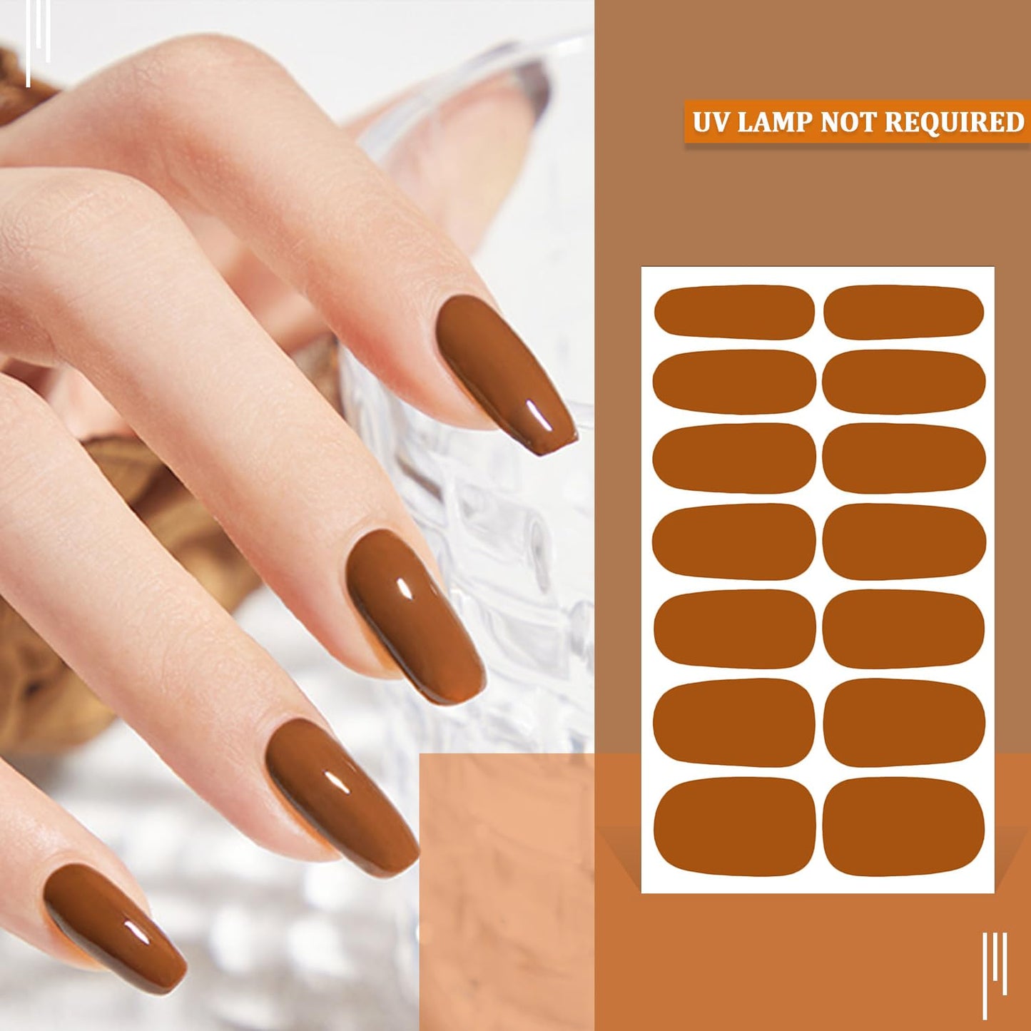SILPECWEE 20 Sheets Fall Nail Wraps for Women Nail Polish Stickers Maple Leaves Solid Color Stick on Nail Polish Strips Self Adhesive Gel Nail Strips Fingernail Sticker with Nail File