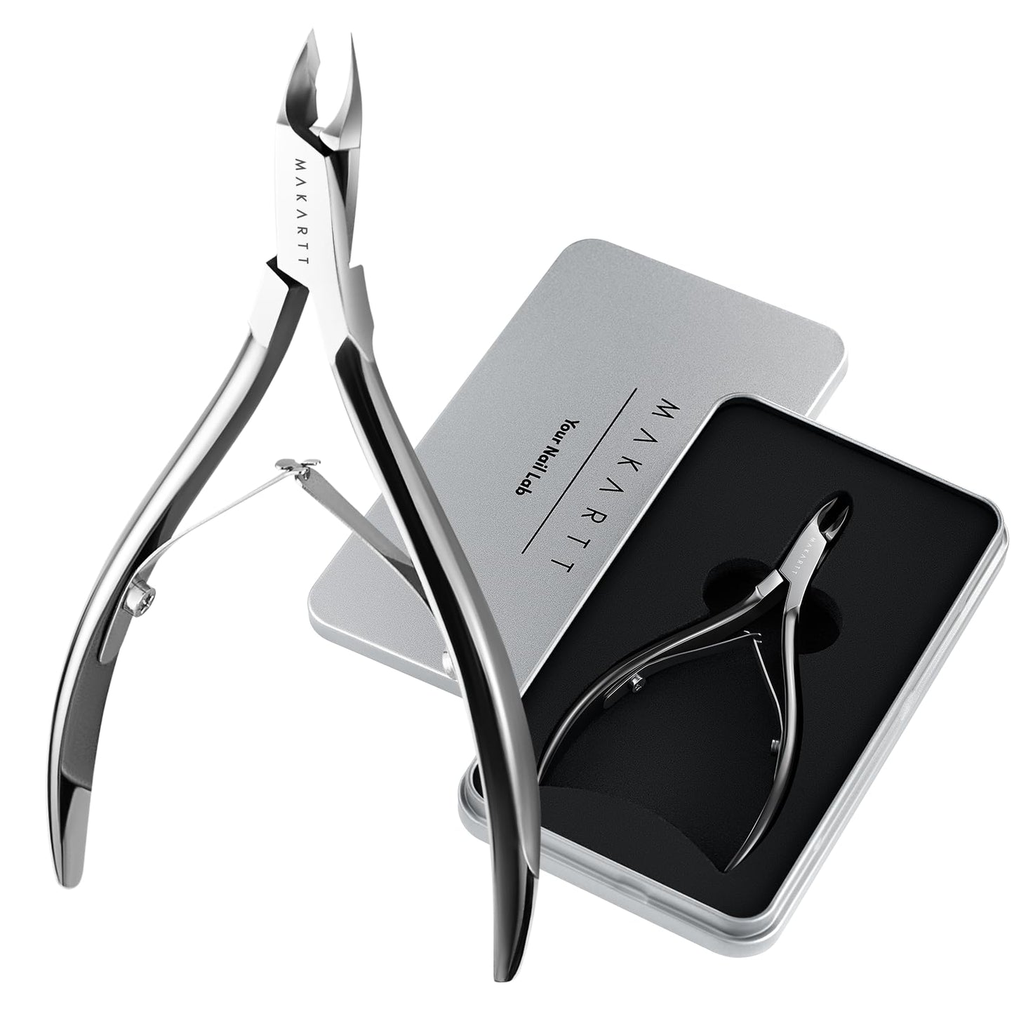 Makartt Professional Cuticle Nipper: 1/2 Jaw Precision Cuticle Trimmer for Beginners & Nail Technicians, 5mm Short Blade, Rust-Resistant Stainless Steel, Salon & Detailed Nail Art Use (Titanium Black)