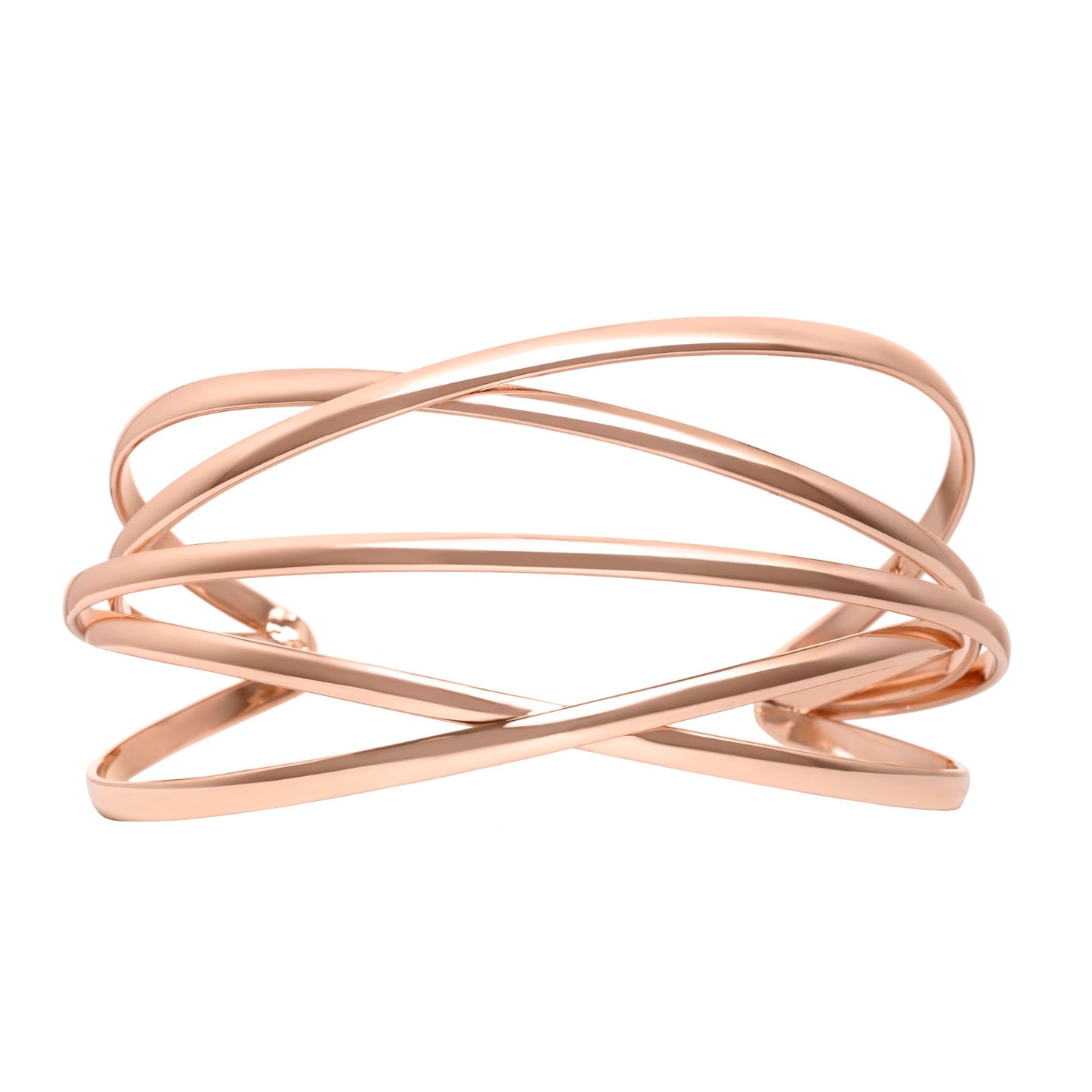 SELFWIMG Rose Gold Bangle Bracelets for Women Chunky Cuff Bracelets Statement Multi-layer Cross Wire Cuff Bangle Bracelet Open Wrist Trendy Jewelry Gifts