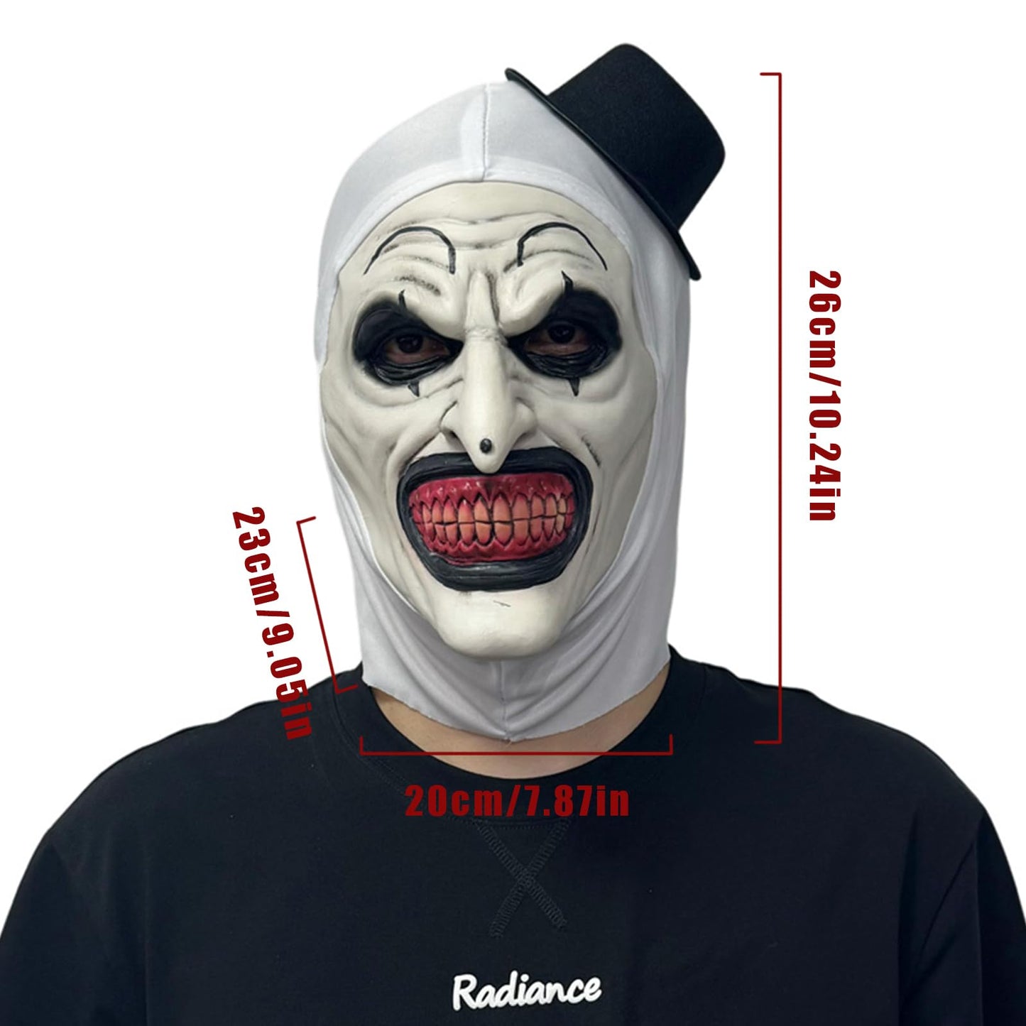 NTSWZYS Terrifier Art the Clown Mask 2025 Full Head Creepy Killer Masks for Halloween Party Props(Style 2-BlackWhite Hat)