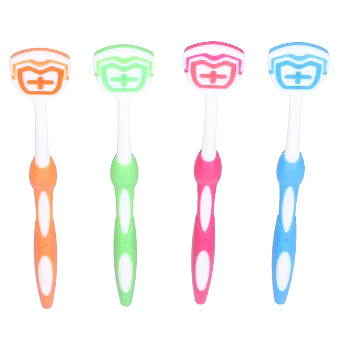 ZJchao 4Pcs/Set Tongue Scraper, Tongue Cleaning Brush Care, Plastic Travel Portable Freshen Tongue Brush Cleaner for Oral Care