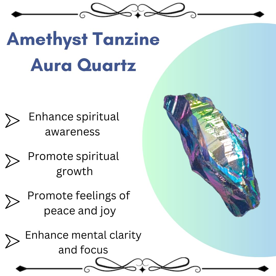 Crystals, Rocks, Jade, Crystals and Healing Stones, Witchcraft Supplies, Healing Crystals, Stones, Healing Stones, Rock Collection, Agate, Raw Stones (Amethyst Tanzine Aura Quartz, 2 Pcs)