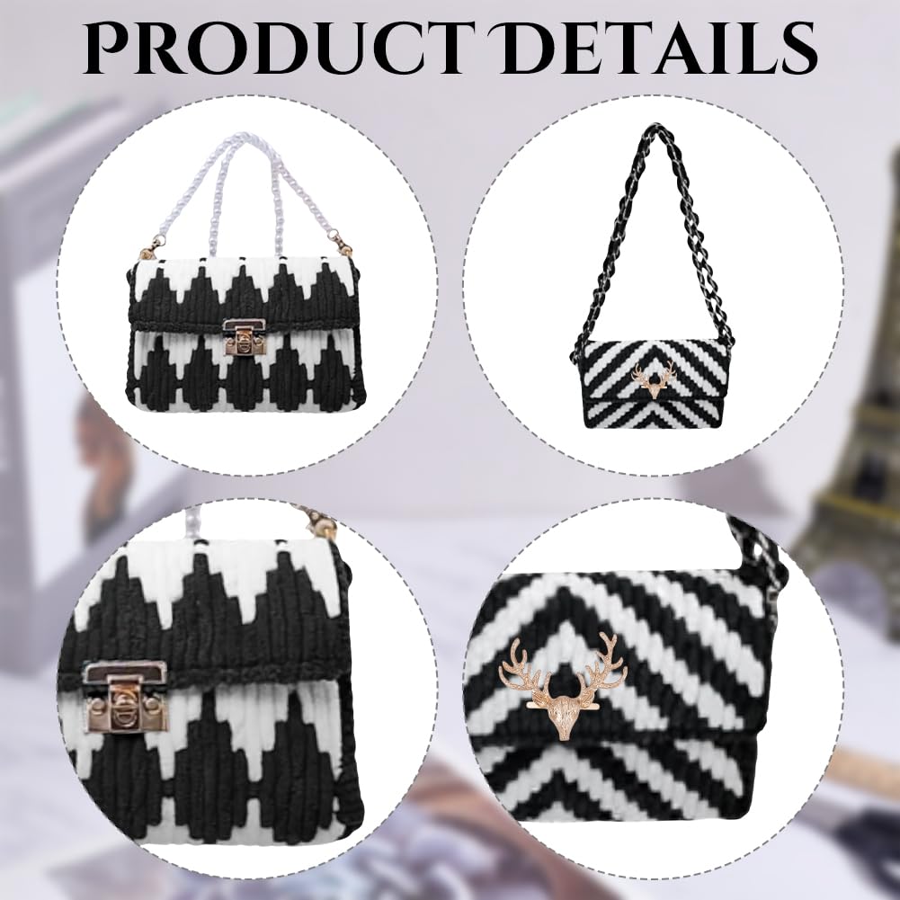FREEBLOSS 2 Set DIY Plastic Canvas Mesh Bag Kit Blank Mesh Canvas Sheets for Embroidery Needlepoint Craft Kit Knit and Crochet Projects Handbag Making Accessories, Black and White