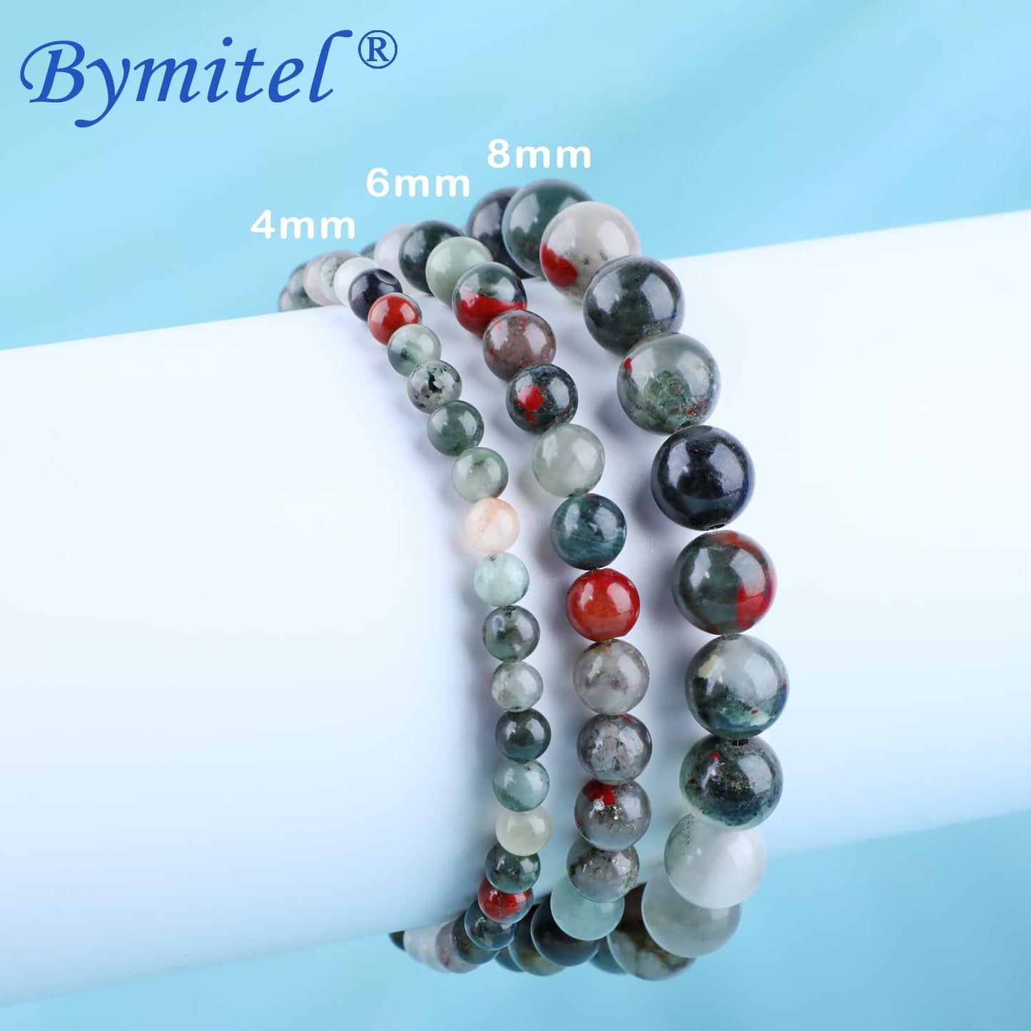 Bymitel 8mm African Bloodstone - Handmade Reiki Gemstone Stretch Bracelet, Natural Beauty & Spiritual Essence, Crystal Healing for Unisex Adults