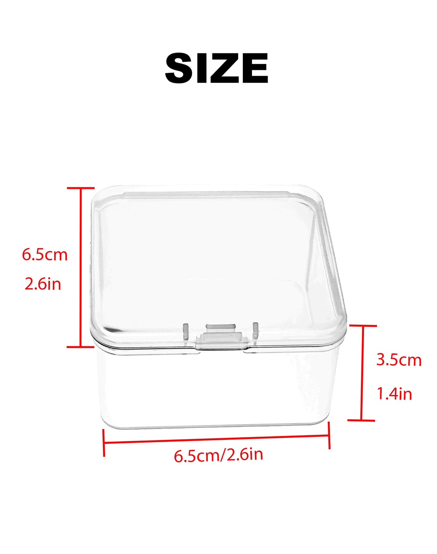 LJY 20-Pack 2.6x2.6x1.4in Clear Plastic Storage Boxes,Square Small Parts Organizer Containers with Lids for Jewelry,Beads,Crafts,Electronics,Stackable PP Plastic Boxes for Home Office Organization