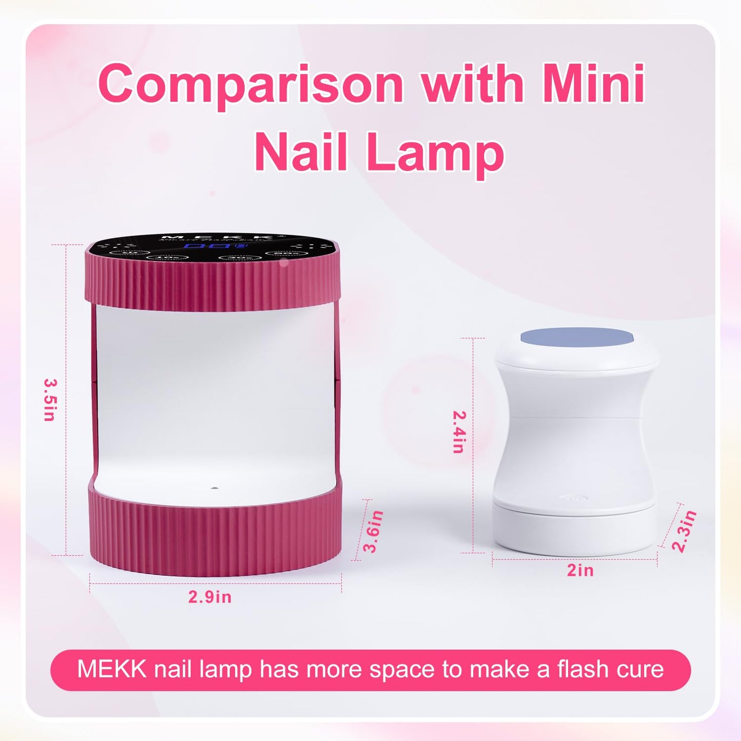 MEKK Cordless Mini UV Light for Gel Nails - 24W Rechargeable Mini UV LED Nail Lamp with Touch Control & Auto Sensor,Small Flash Cure Lamp,4 Timers,Portable Nail Light for Tavel & Home Use-Rose Pink
