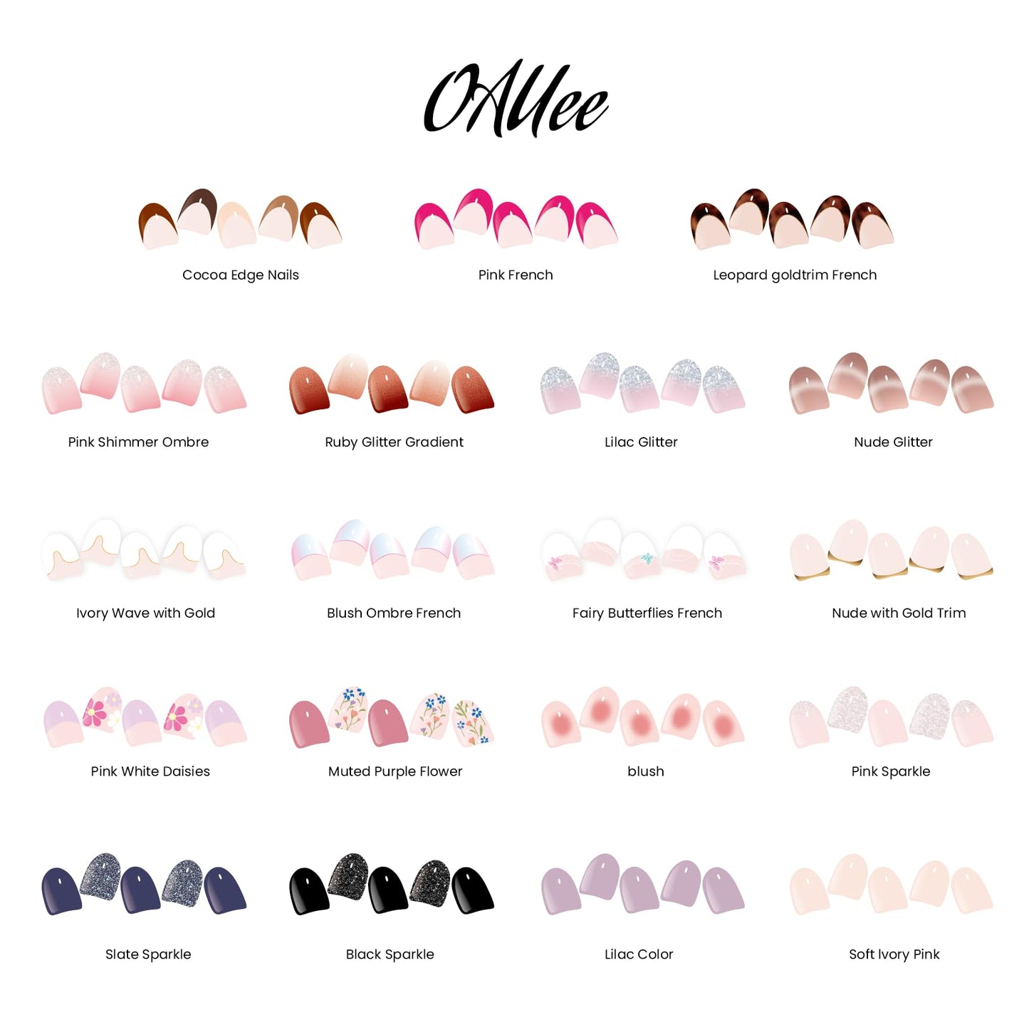 OAUEE Semi Cured Gel Nail Strips | Gel Nail Stickers with UV Light Required | Salon Quality, Easy Application and Removal（Pink Ombre）
