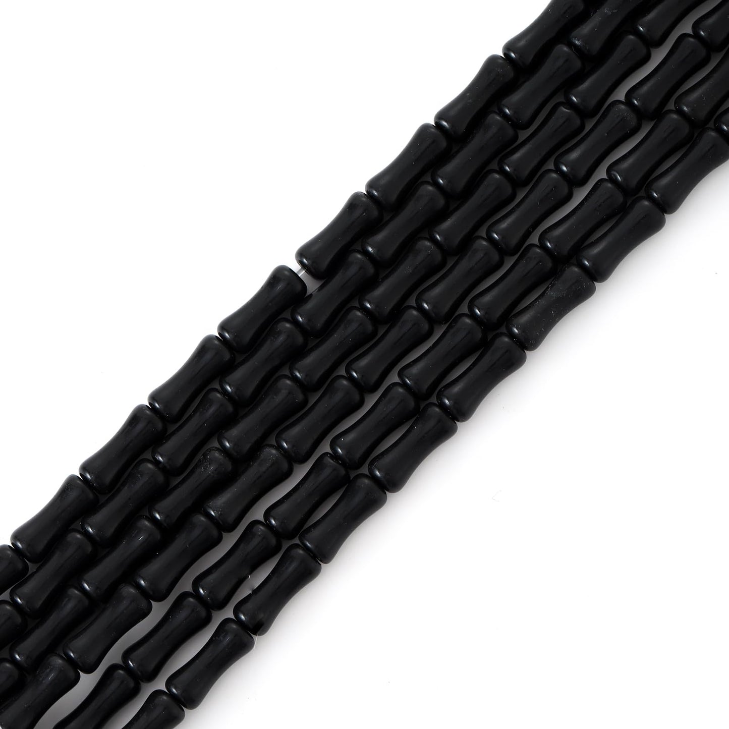 5x12mm Natural Black Agate Stone Bamboo Shape Gem Healing Energy Loose Spacer Beads for DIY Necklace Bracelet Earring