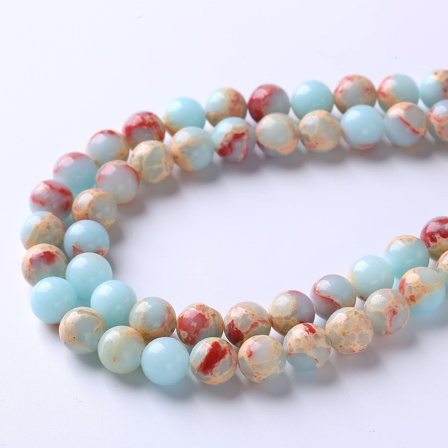 60PCS 6mm Natural Blue Jasper Beads Longevity Mountain Stone Round Loose Spacer Beads for Jewelry Making DIY Energy Stone Healing Power Bracelet 15"(6mm, Blue Jasper)