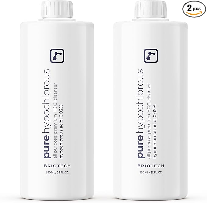 BRIOTECH Pure Hypochlorous Acid Cleanser, Original Premium HOCl Topical Solution, Multi-Purpose Cleaner, Family Approved & Pet Friendly, 32 fl oz Refill (2 Pack)