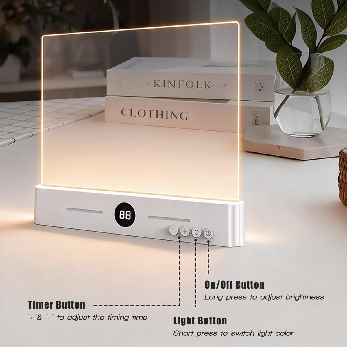 DEYOT Flat Book Light,2026 Upgrade, Book Light Treasure Box, Reading in Bed at Night with 3 Colors & Timer, Dimmable Panel Plate Book Lamp Full Page Light, Bookish Gifts for Book Lovers(White)