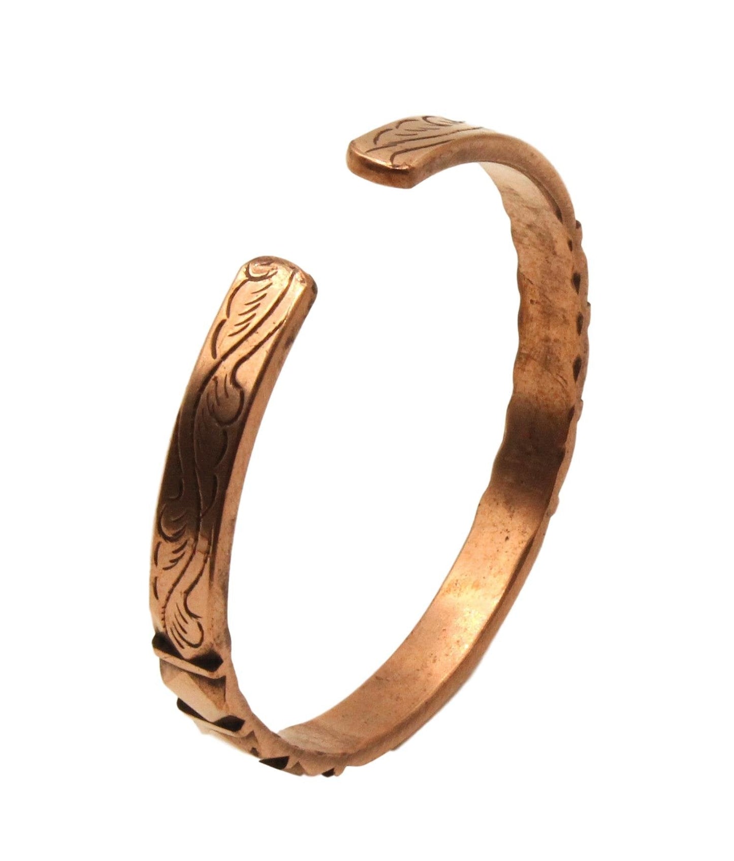 Healing Lama™ Hand Forged 100% Copper Bracelet. Unisex, Made with Solid and High Gauge Pure Copper (Carved)