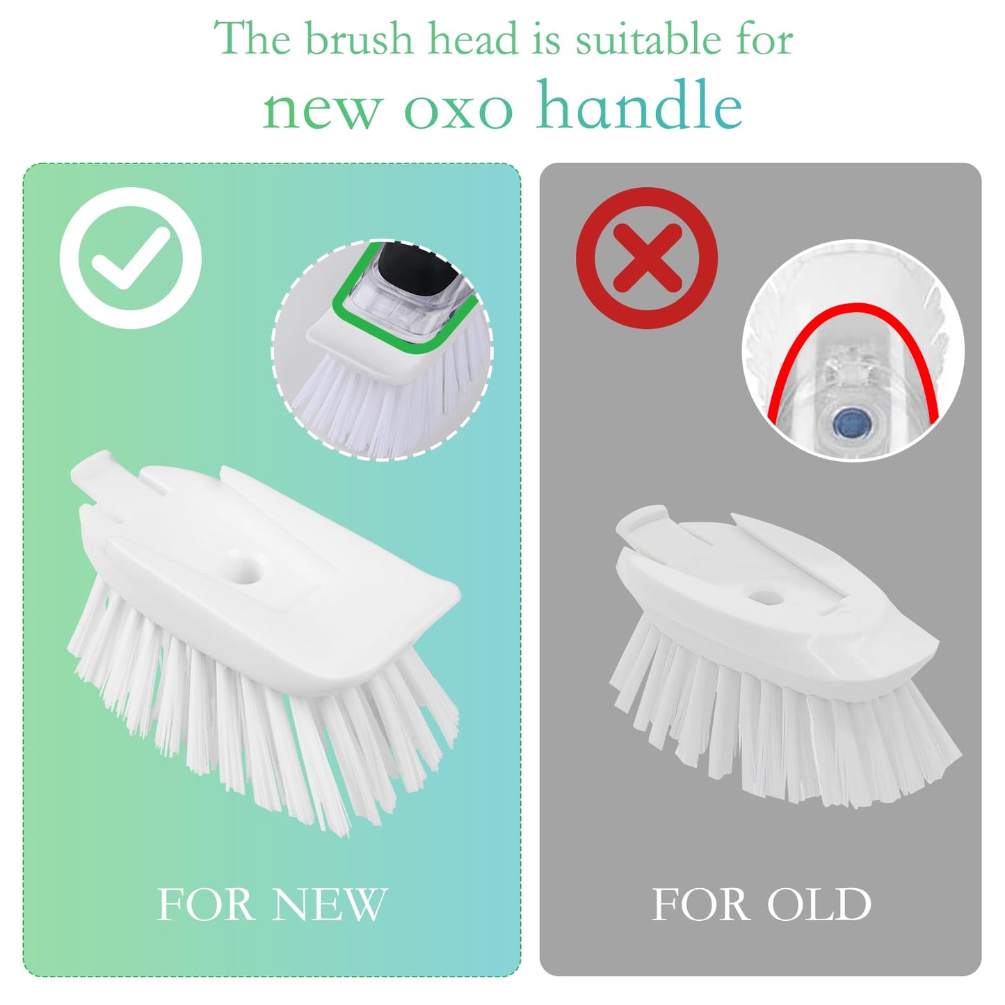 New Brush Refills for OXO New Soap Dispensing Dish Brush - 8 Pack Dish Brush Cleaning Soap Dispensing Head Replacement for Scrubber
