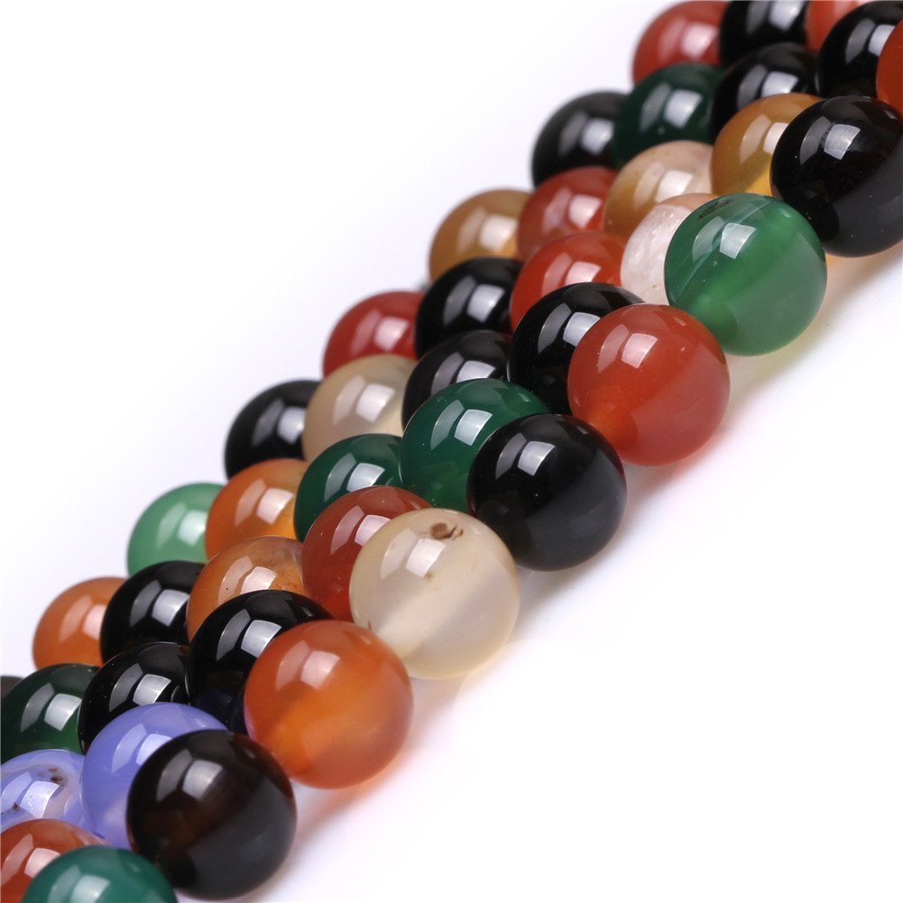 6mm Natural Mixed Agate Beads Round Gemstone Loose Beads for Jewelry Making 15" (58-62pcs/strand)