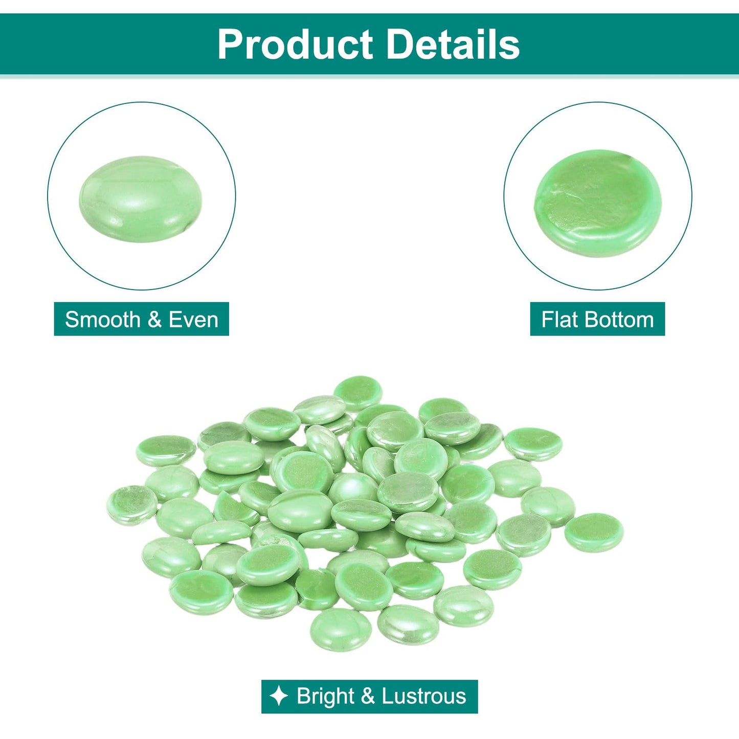 MECCANIXITY Ceramics Beads, Flat Ceramics Bright Green Iridescent 1.1lbs (0.67-0.75 Inch) Ceramics Marbles Pebbles for Vase Fillers Aquarium Decor DIY Craft