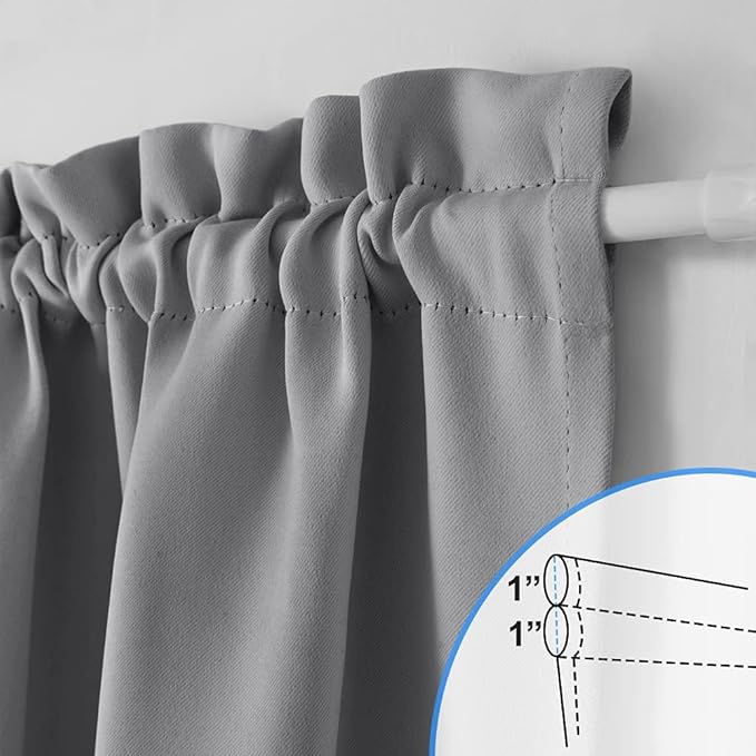 NICETOWN French Door Curtain Panel - Thermal Insulated Energy Efficient Patio Door Shades Rod Pocket Room Darkening Blind (25W by 72L inches, Silver Grey, Single Panel)