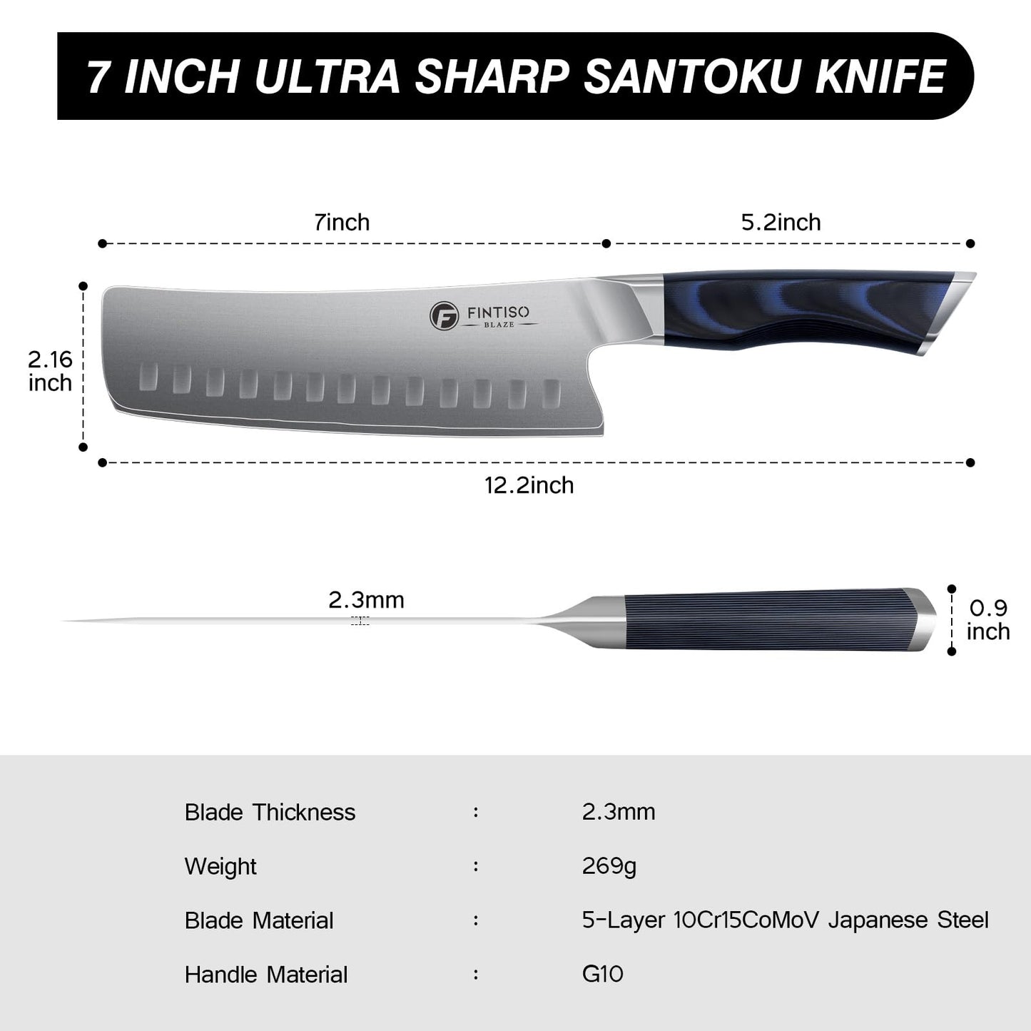 FINTISO 7" Nakiri Knife,2026 New Upgrade Vegetable Chopping Knife with G10 Ergonomic Handle, Japanese High Carbon Stainless Steel Sharp Kitchen Cleaver in Gift Box