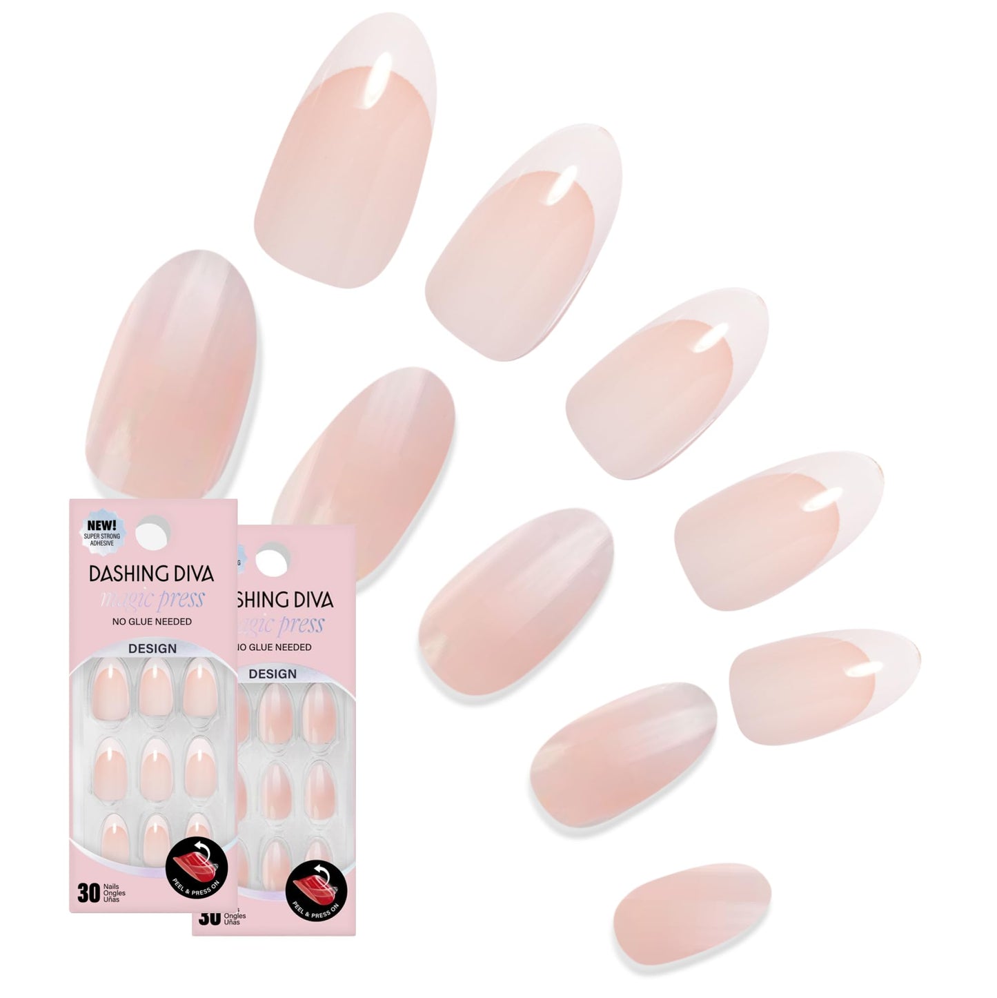 Dashing Diva Magic Press Nail Bundle - Classic Collection - Almond Shape & Stiletto Shape Press On Nails - Very Vanilla & Barely Bougie - Long Lasting Gel - Lasts Up to 7 Days - 2 Sets