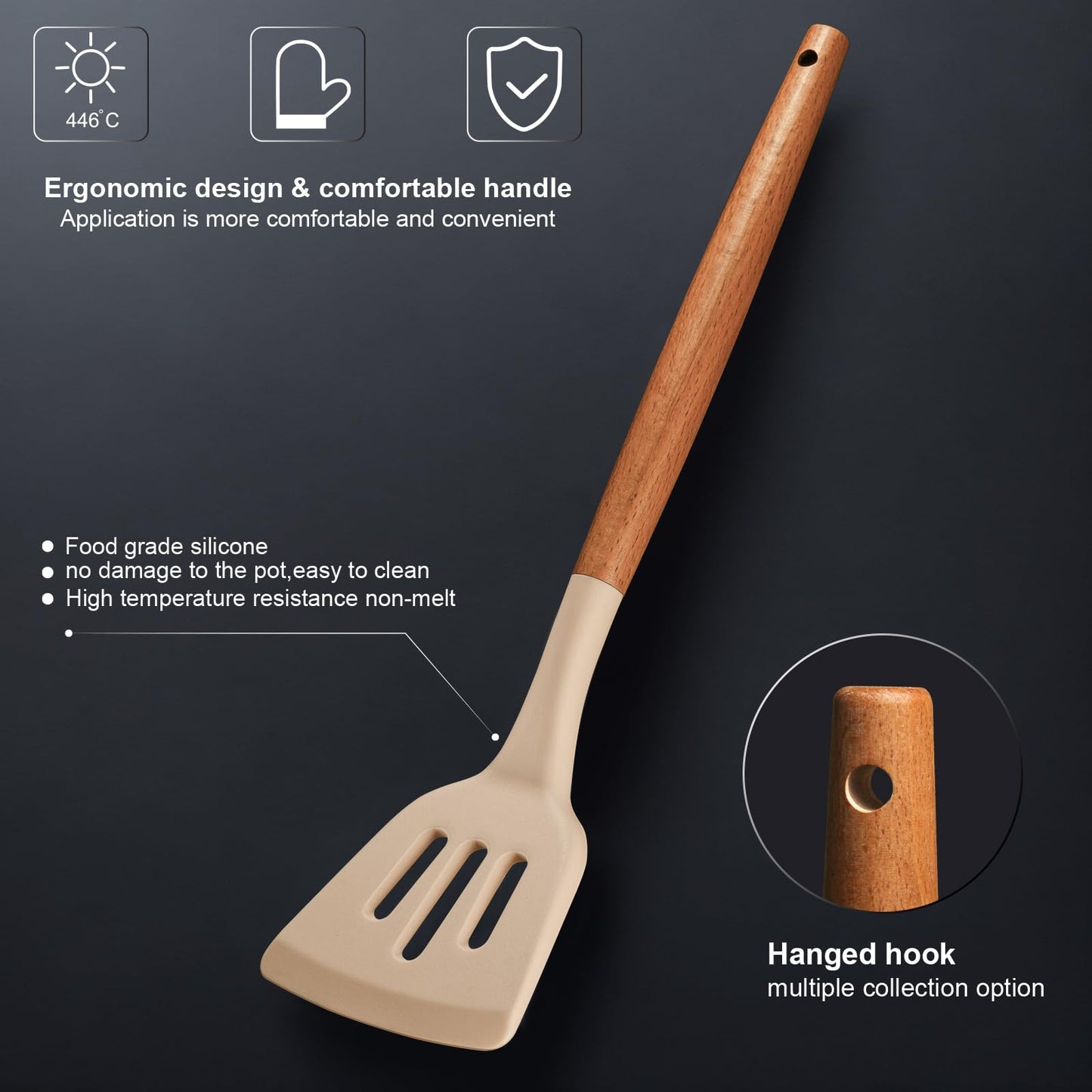 RAXCO Cooking Utensils Set,12-Piece Kitchen Utensils and Accessories,6-Piece Knife set,utensilios de cocina,Khiki