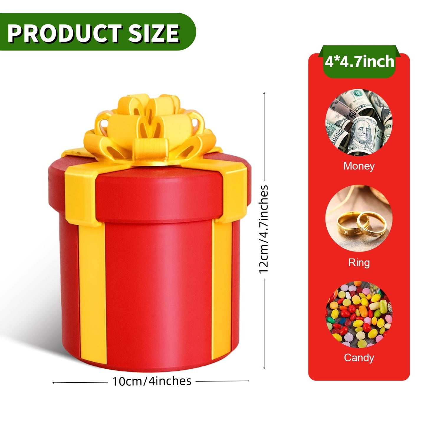 virsomier Annoying Nested Screw Gift Box - Prank Nesting Box for Cash & Surprises, Reusable 3D Printed Fun for Birthdays, Christmas, White Elephant Party Gifts (Red)