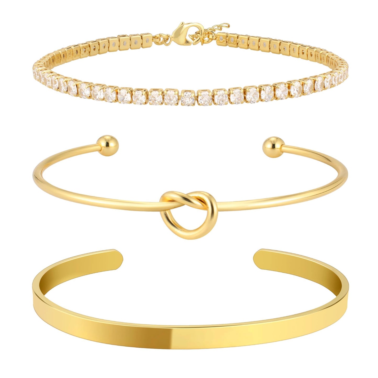 Zalcon Gold Bracelet Stack Bangle Cuff Bracelets for Women Gold Tennis Bracelet for Women Non Tarnish