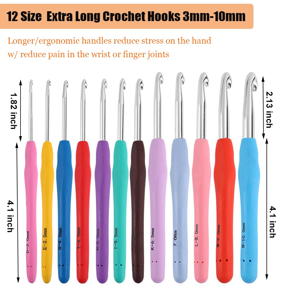 Mdoker 21 Sizes Crochet Hooks Set,Ergonomic Crochet Hook with Case for Arthritic Hands,Complete Crochet Set for Beginners & Crochet Lovers(0.8mm-10mm)