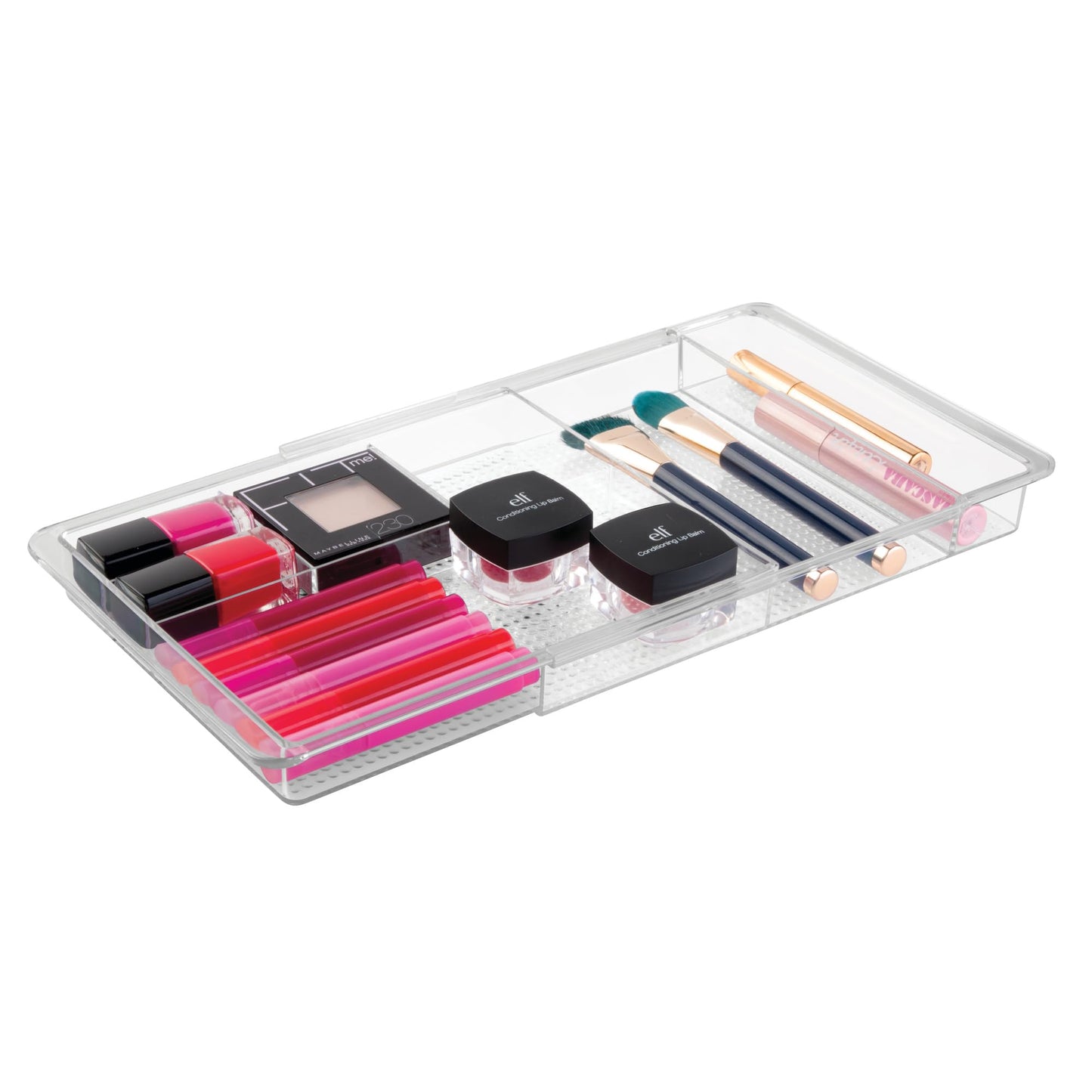 iDesign Expandable Makeup Drawer Organizer, Shallow Tray for Bathroom or Vanity Storage - Clear