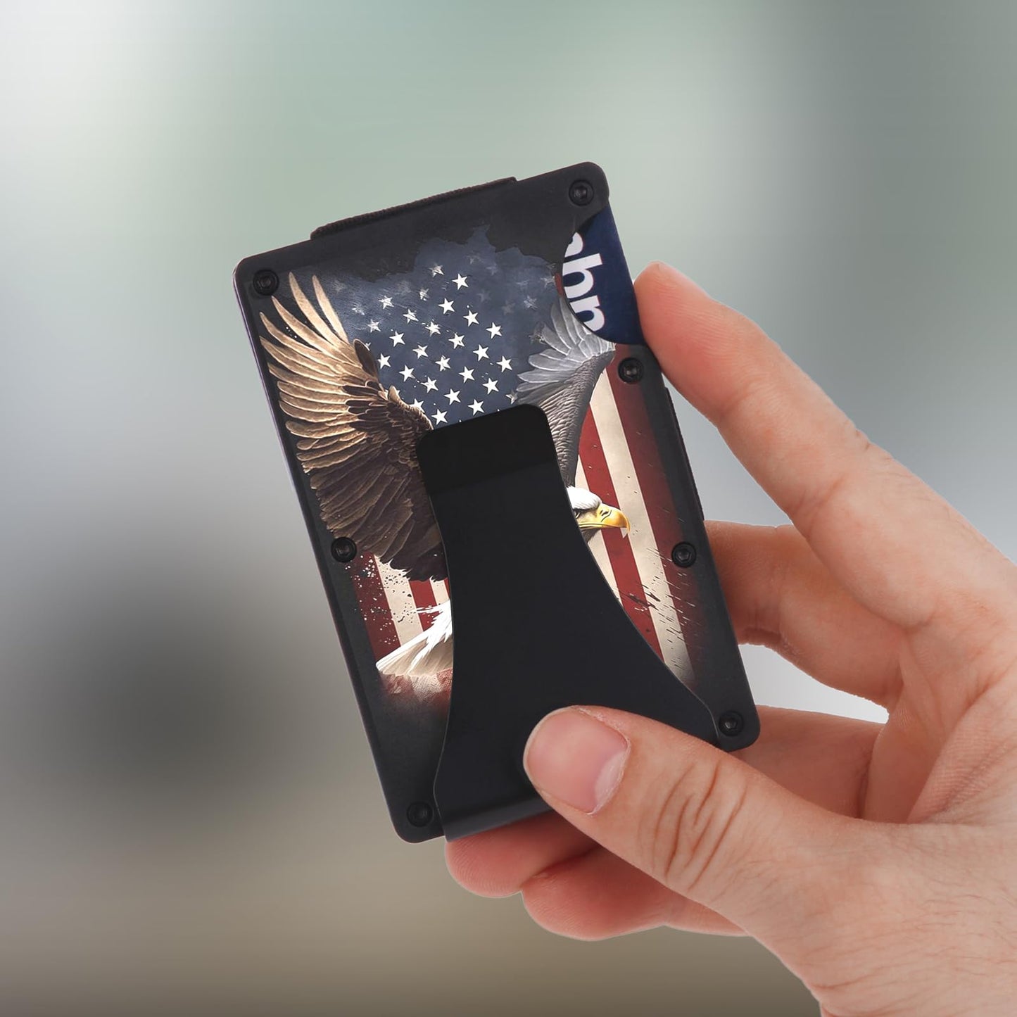 TZYTHT Flag Wallet for Men Minimalist Personalized Engraved Metal Wallet Slim Wallet Gifts for Soldiers Veteran Patriots (Flag 1)