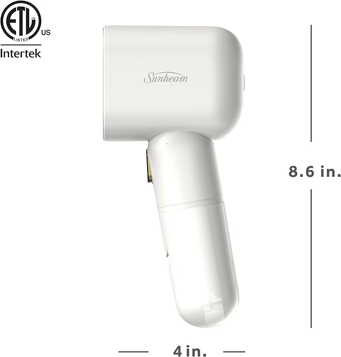 Sunbeam MiniPower 1000W Portable Garment Steamer – Nonstick Steam Plate, 125mL Tank, 8 Minutes Continuous Steam, Horizontal & Vertical Steam, 30-Second Heat-Up, 3-Year Limited Warranty