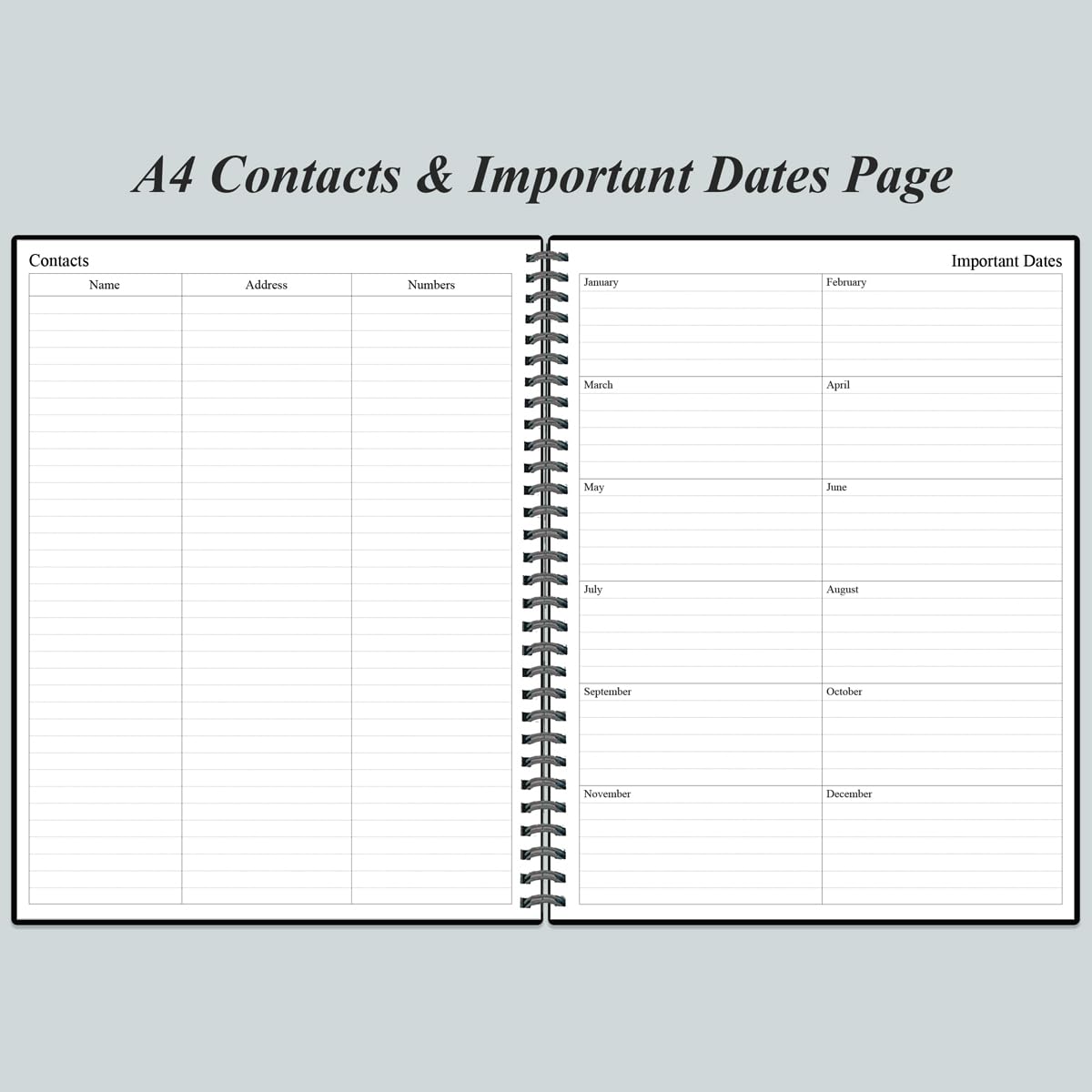 Daily Planner Undated - A4 To Do List Notebook Hourly Schedules, Spiral Appointment Planner for Women and Men,PVC Hardcover, Inner Pocket, Elastic Closure, 8.5" x 11", Black