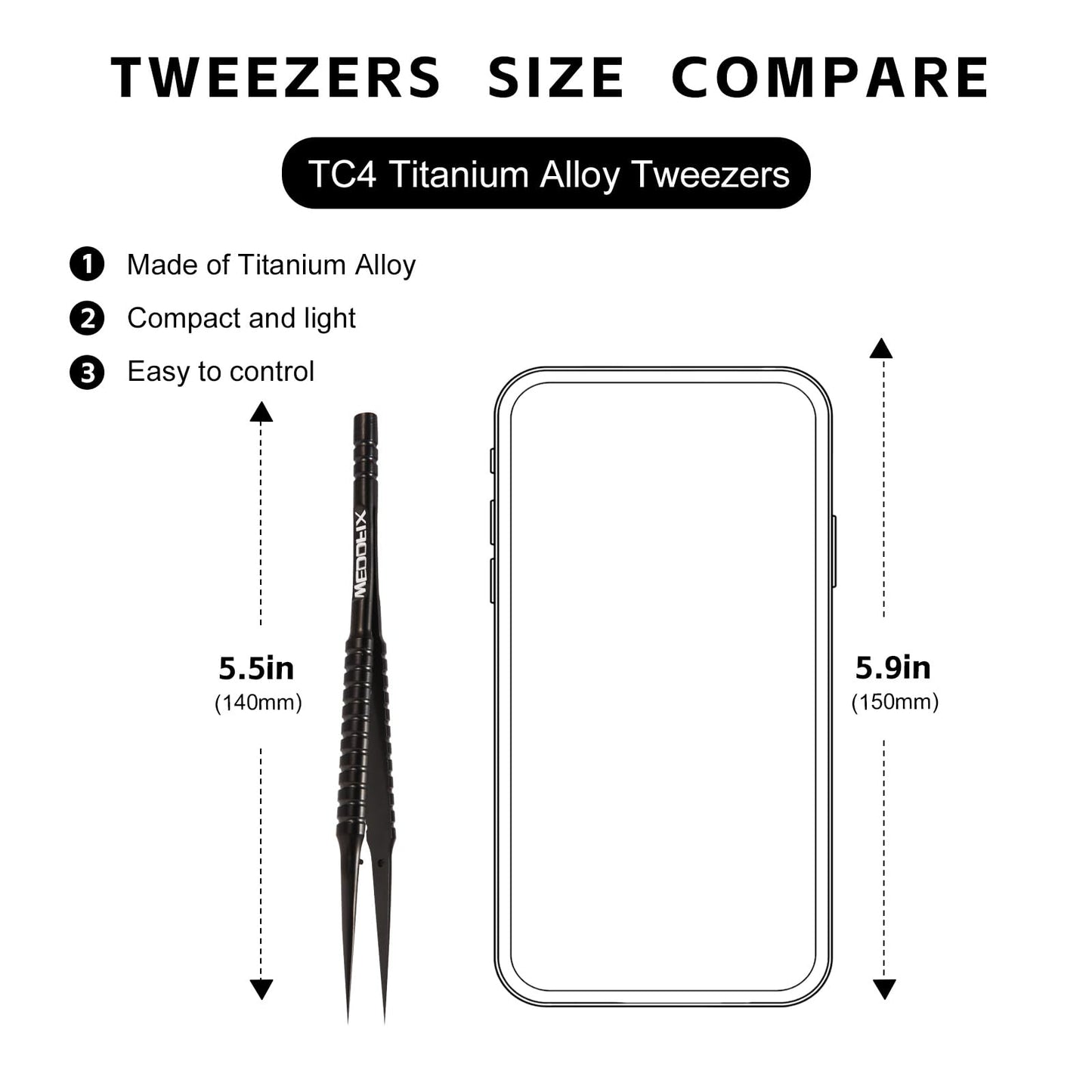 WEDOFIX Ultra Fine Precision Titanium Tweezers with Sharp Tips Non-magnetic Anti-corrosive Black Tweezer for Micro Soldering Work Electronics Jewelry Making