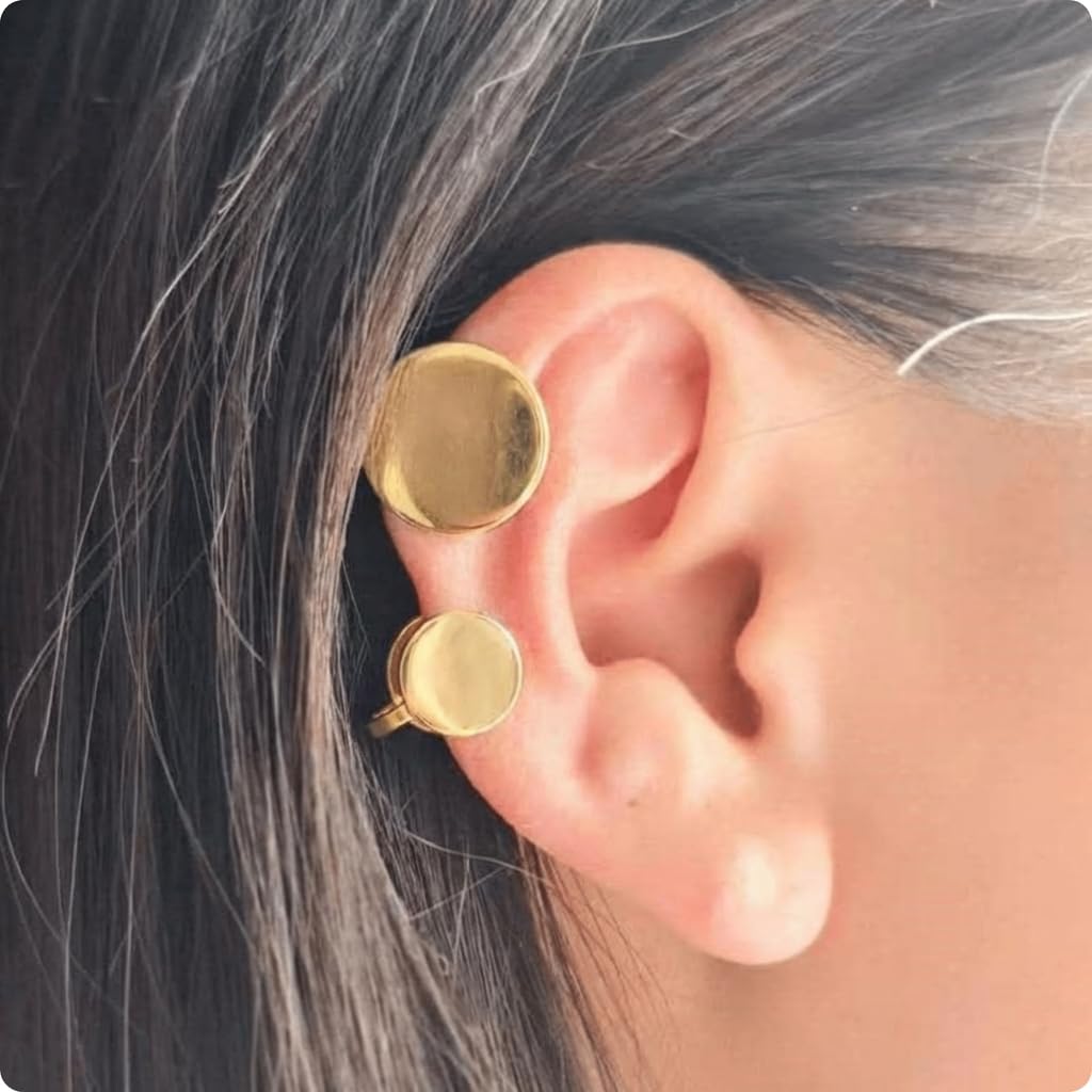 15mm & 10mm Keloid Pressure Earring Set for Women and Men | Clip on Compression Earrings for Swelling (Gold)